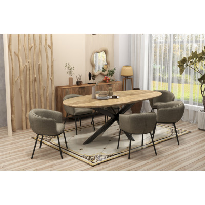 ALVIN-Tischsessel aus Stoff Luxury Braun