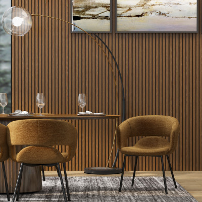 TRAVIS-Fauteuil de table en tissu Luxury Moutarde