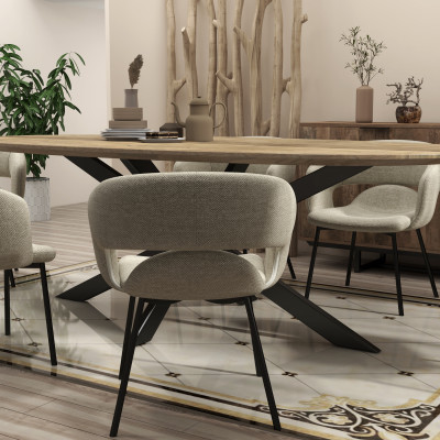 TRAVIS-Poltrona da tavolo in tessuto Luxury beige