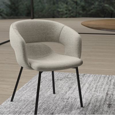 TRAVIS-Fauteuil de table en tissu Luxury Grège