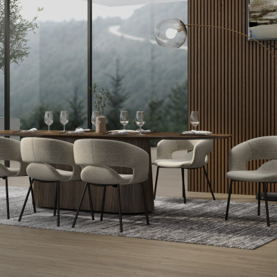 TRAVIS-Poltrona da tavolo in tessuto Luxury beige