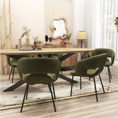 TRAVIS-Poltrona da tavolo in tessuto Luxury Kaki