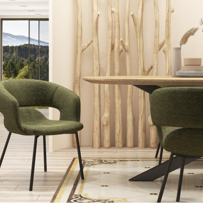 TRAVIS-Tischsessel aus Stoff Luxury Kaki