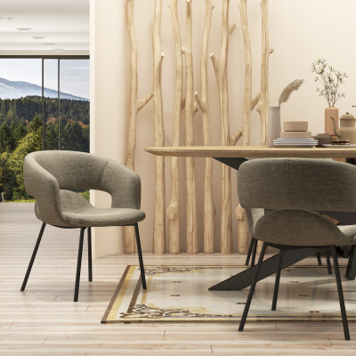 TRAVIS-Poltrona da tavolo in tessuto Luxury marronne