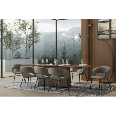 TRAVIS-Poltrona da tavolo in tessuto Luxury marronne