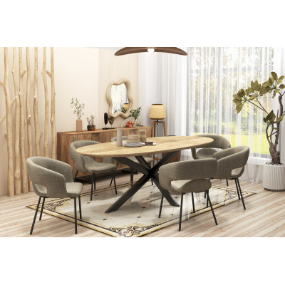 TRAVIS-Sillón de mesa de tela Luxury marron