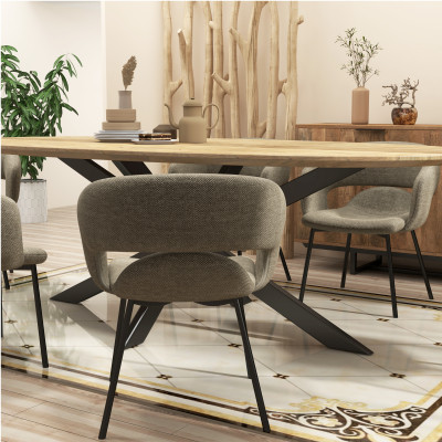 TRAVIS-Sillón de mesa de tela Luxury marron