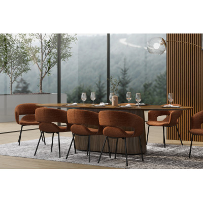 TRAVIS-Poltrona da tavolo in tessuto Luxury Terracotta