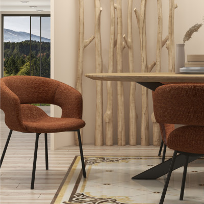 TRAVIS-Fauteuil de table en tissu Luxury Terracotta