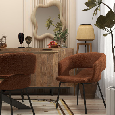TRAVIS-Fauteuil de table en tissu Luxury Terracotta
