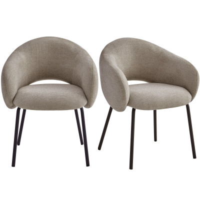SHARP-Fauteuil de table en tissu Luxury Grège (x2)