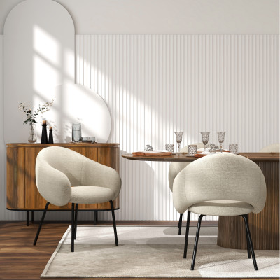 SHARP-Fauteuil de table en tissu Luxury Beige (x2)