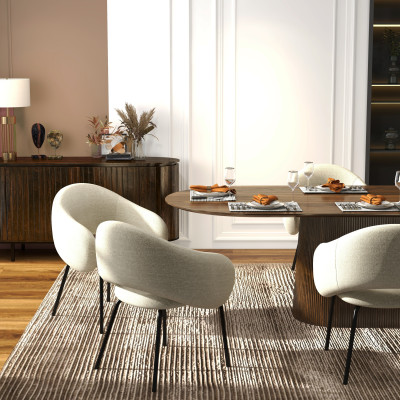 SHARP-Fauteuil de table en tissu Luxury Beige (x2)