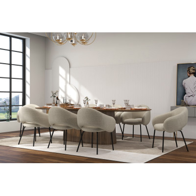 SHARP-Fauteuil de table en tissu Luxury Grège (x2)