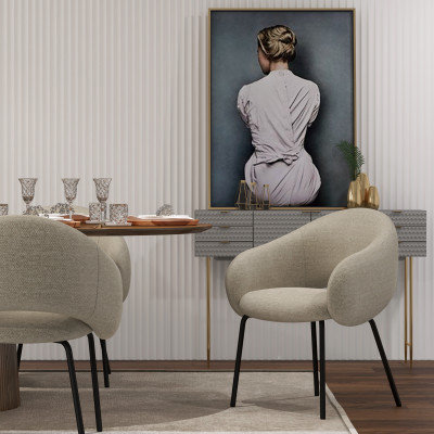 SHARP-Poltrona da tavolo in tessuto Luxury Beige (x2)