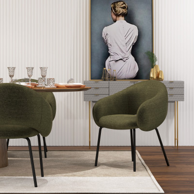 SHARP-Fauteuil de table en tissu Luxury Kaki (x2)