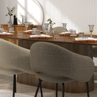 SHARP-Fauteuil de table en tissu Luxury Marron (x2)