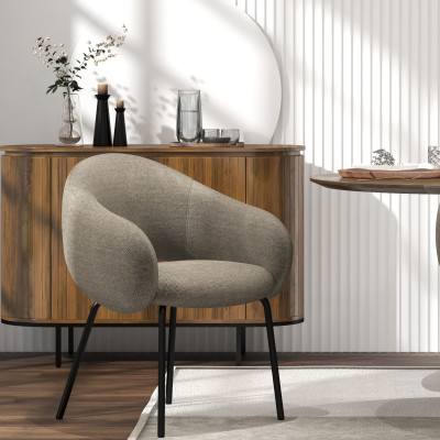 SHARP-Fauteuil de table en tissu Luxury Marron (x2)