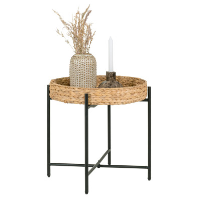 ABACA-Table d’appoint en métal et jacinthe d’eau ø50