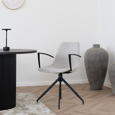 ANDY-Silla giratoria 360° con reposabrazos de tela color arena (x2)