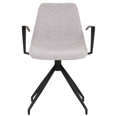 ANDY-Silla giratoria 360° con reposabrazos de tela color arena (x2)