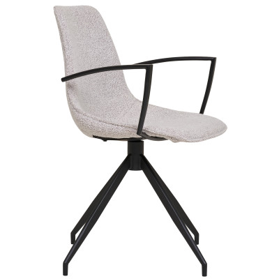 ANDY- Chaise pivotante 360° avec accoudoirs en tissu sable (x2)