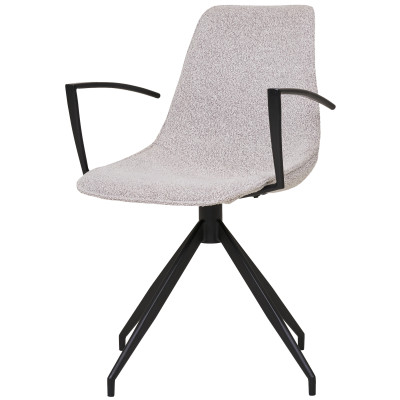 ANDY- Chaise pivotante 360° avec accoudoirs en tissu sable (x2)