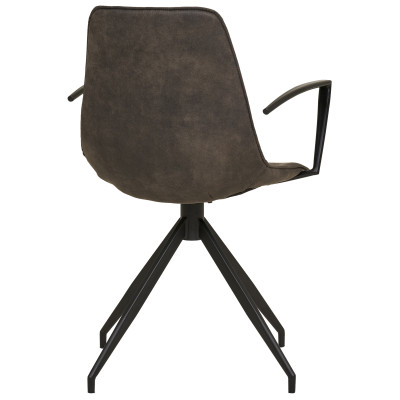 ANDY-Silla giratoria 360° con reposabrazos de microfibra gris (x2)