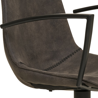 ANDY-Silla giratoria 360° con reposabrazos de microfibra gris (x2)