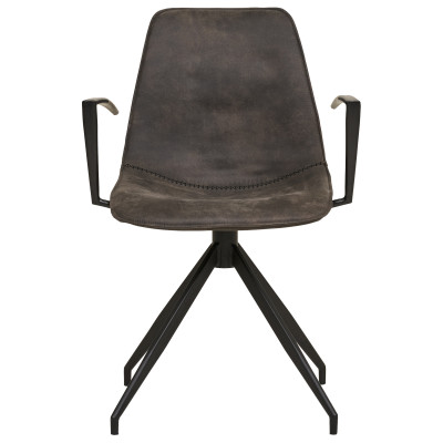 ANDY-Chaise pivotante 360°  avec accoudoirs en microfibre grise (x2)