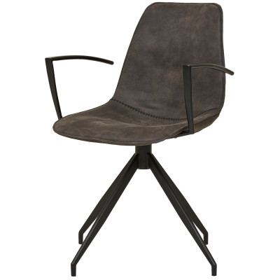 ANDY-Chaise pivotante 360°  avec accoudoirs en microfibre grise (x2)