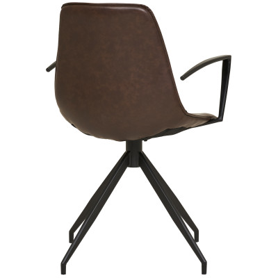 ANDY- Chaise pivotante 360° en cuir synthétique marron foncé (x2)