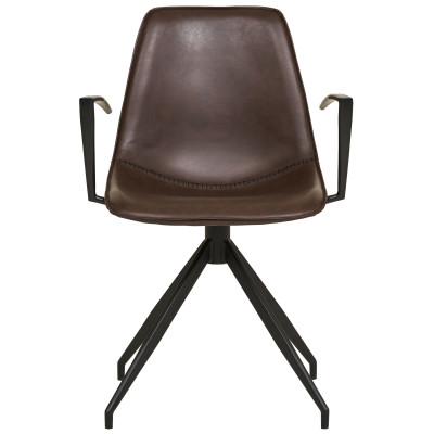 ANDY-Sedia girevole a 360° in similpelle marrone scuro (x2)