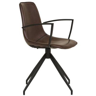 ANDY-Sedia girevole a 360° in similpelle marrone scuro (x2)