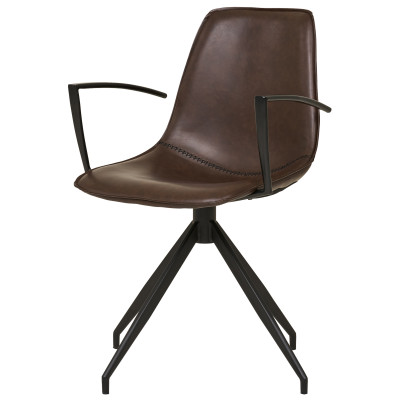 ANDY- Chaise pivotante 360° en cuir synthétique marron foncé (x2)