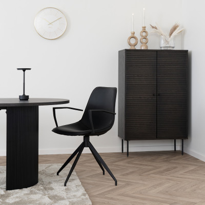 ANDY-Sedia girevole a 360° in similpelle nera (x2)