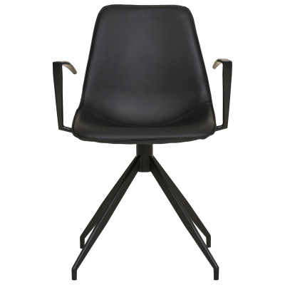 ANDY-Sedia girevole a 360° in similpelle nera (x2)