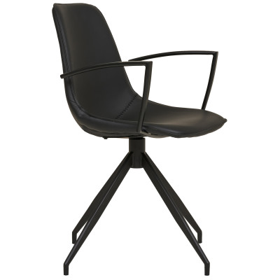 ANDY- Chaise pivotante 360° en cuir synthétique noir (x2)