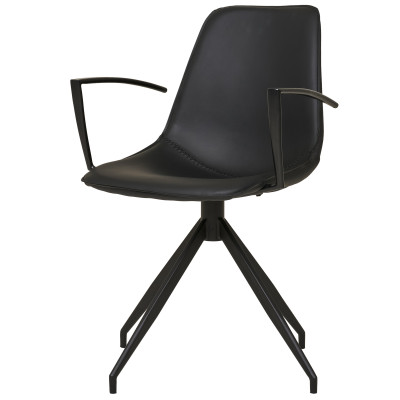 ANDY- Chaise pivotante 360° en cuir synthétique noir (x2)
