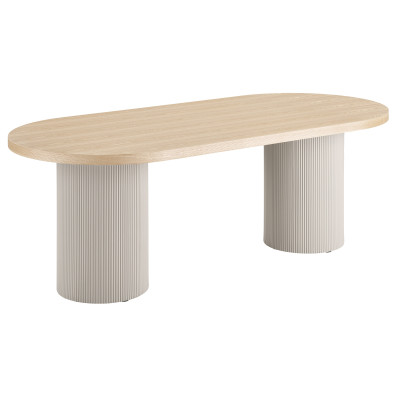 ASH-Mesa de comedor ovalada para 8/10 personas 220 cm fresno y arena