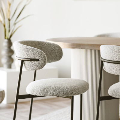 ASH-Mesa de comedor ovalada para 8/10 personas 220 cm fresno y arena