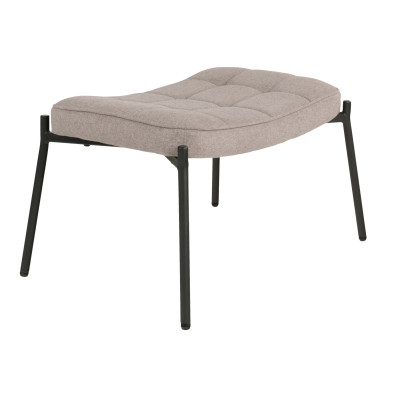 BORIS-Fauteuil et repose-pied vintage en tissu bouclé taupe