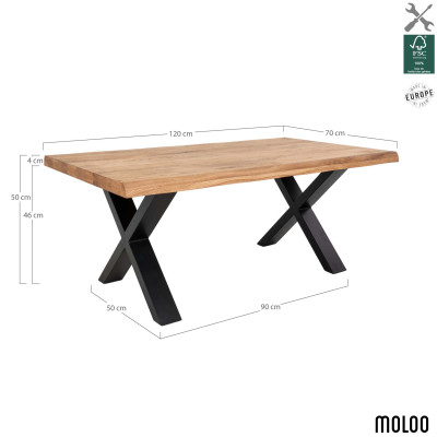 CALVI-Tavolino in rovere massello 70x120 cm