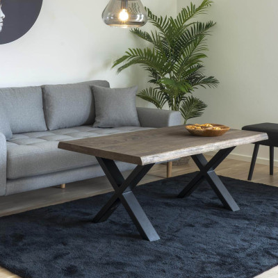 CALVI-Mesa de centro en roble ahumado macizo 70x120 cm