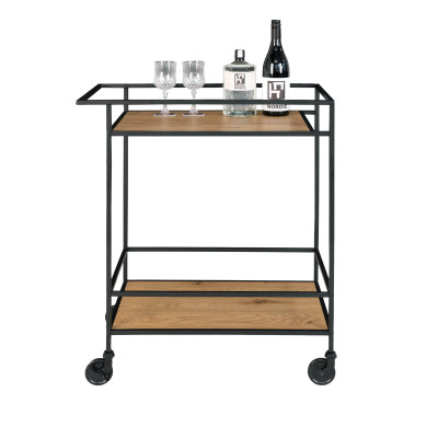 CHIC-Servierwagen aus Eiche und Metall