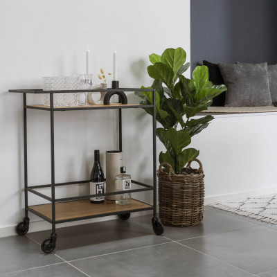 CHIC-Servierwagen aus Eiche und Metall
