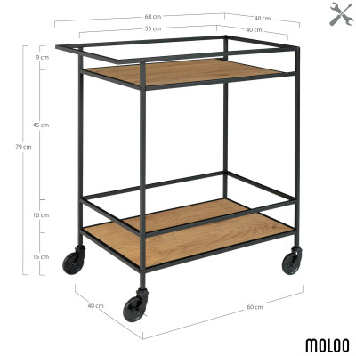 CHIC-Carrello di servizio in rovere e metallo