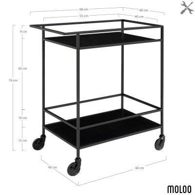 CHIC-Carrello di servizio nero su ruote