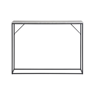 CHIC-Mesa consola de travertino y metal 110x80 cm