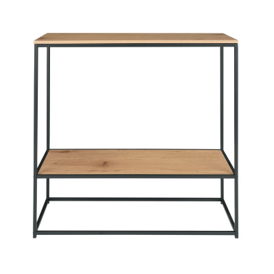 CHIC-Console décor chêne et métal 80x80 cm